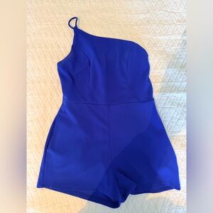One-Shoulder Blue Romper